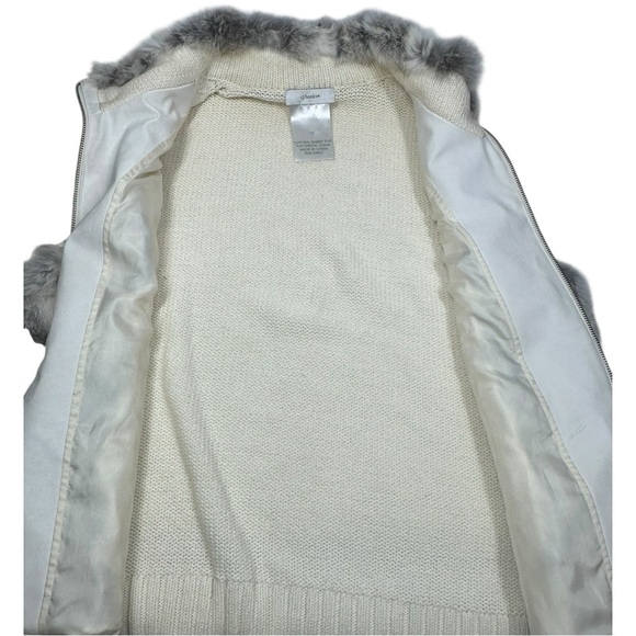 Christopher Banks Ivory Cable Knit Sweater Vest Size 1X Rabbit Fur Full Zipper - Picture 5 of 14